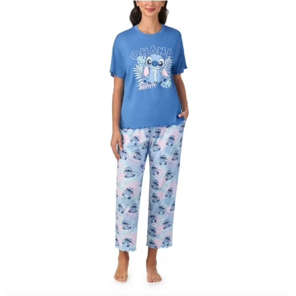 Disney Stitch Ohana 2-Piece Soft Pajama Set T-Shirt/Pants Women's Medium NWOT